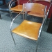 Light Brown Wood Stacking Office Guest Chair w/ Chrome Frame